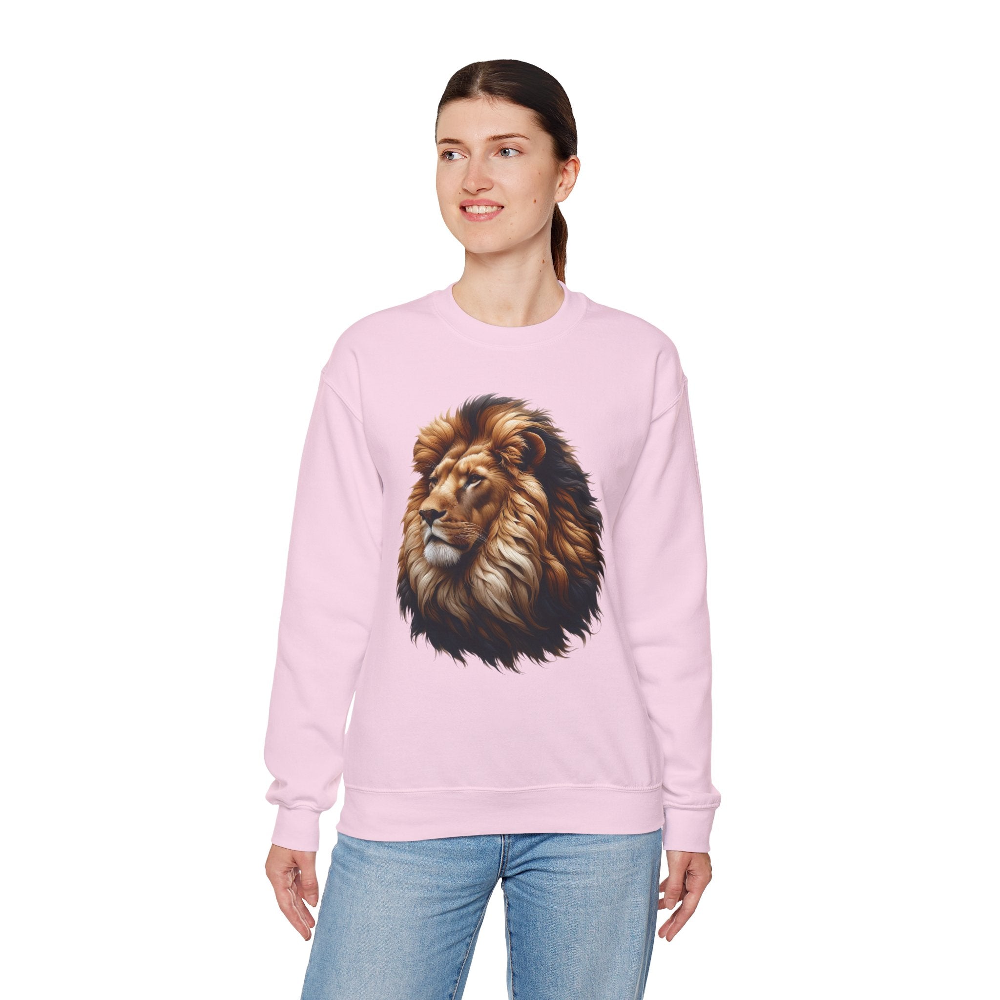 Lion Design Crewneck Sweatshirt - Relaxed Comfort for Animal Lovers