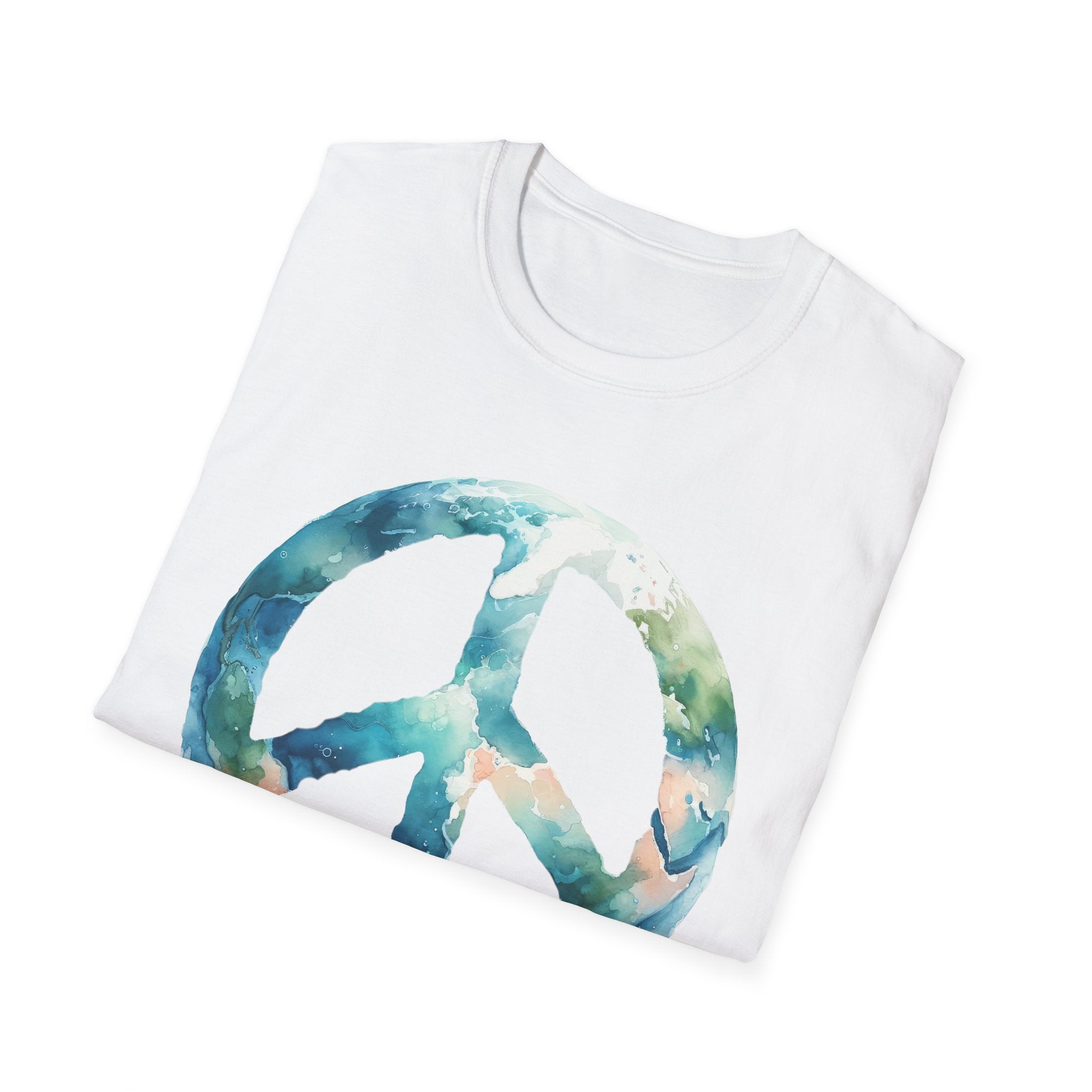 Earth Peace Sign Unisex T-Shirt - Watercolor Planet-Inspired