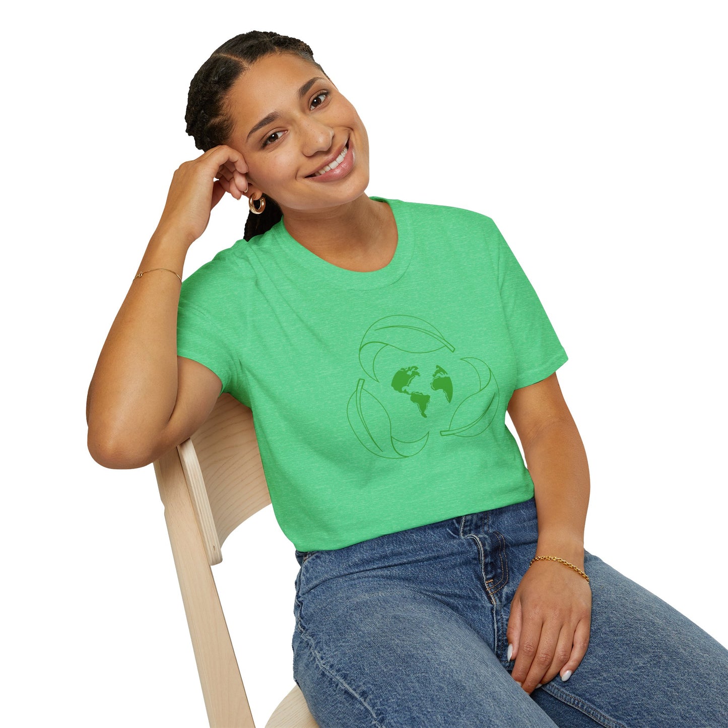 Eco-Friendly Unisex Softstyle T-Shirt with Earth & Leaf Design