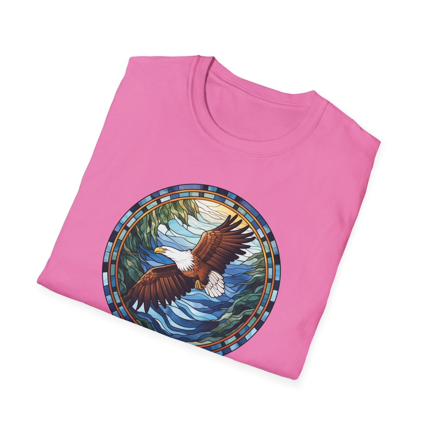 Eagle in Flight Unisex Softstyle T-Shirt - Nature-Inspired Graphic Tee for Outdoor Lovers