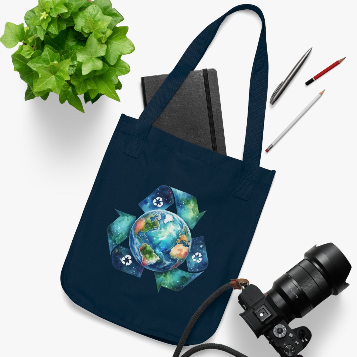 Eco-Friendly Organic Canvas Tote Bag - Recycle the Earth Design