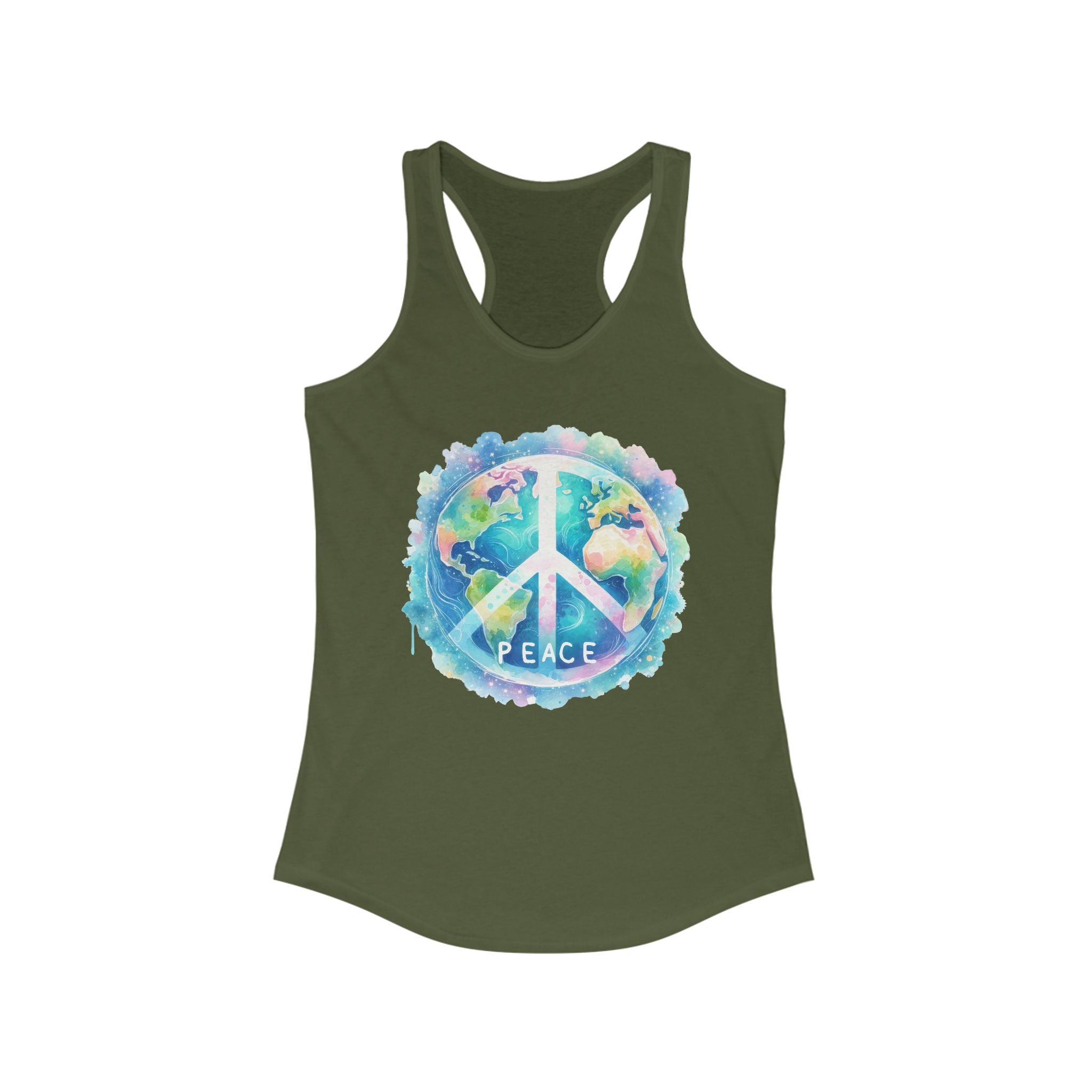 Racerback Tank Earth Peace Sign Women's Tank Top
