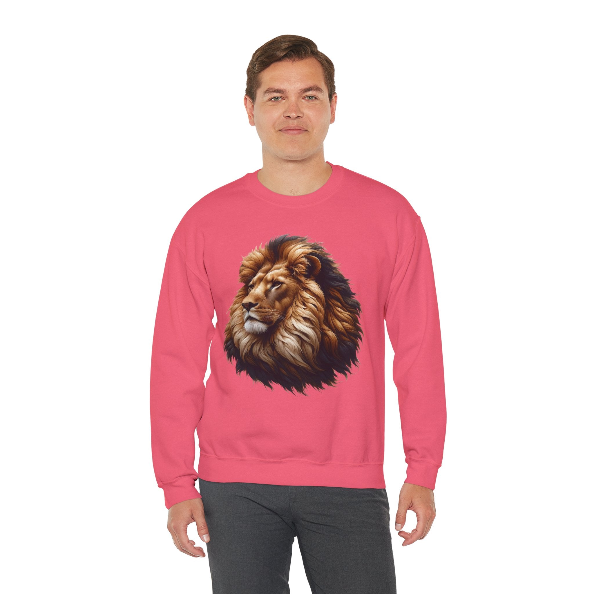 Lion Design Crewneck Sweatshirt - Relaxed Comfort for Animal Lovers