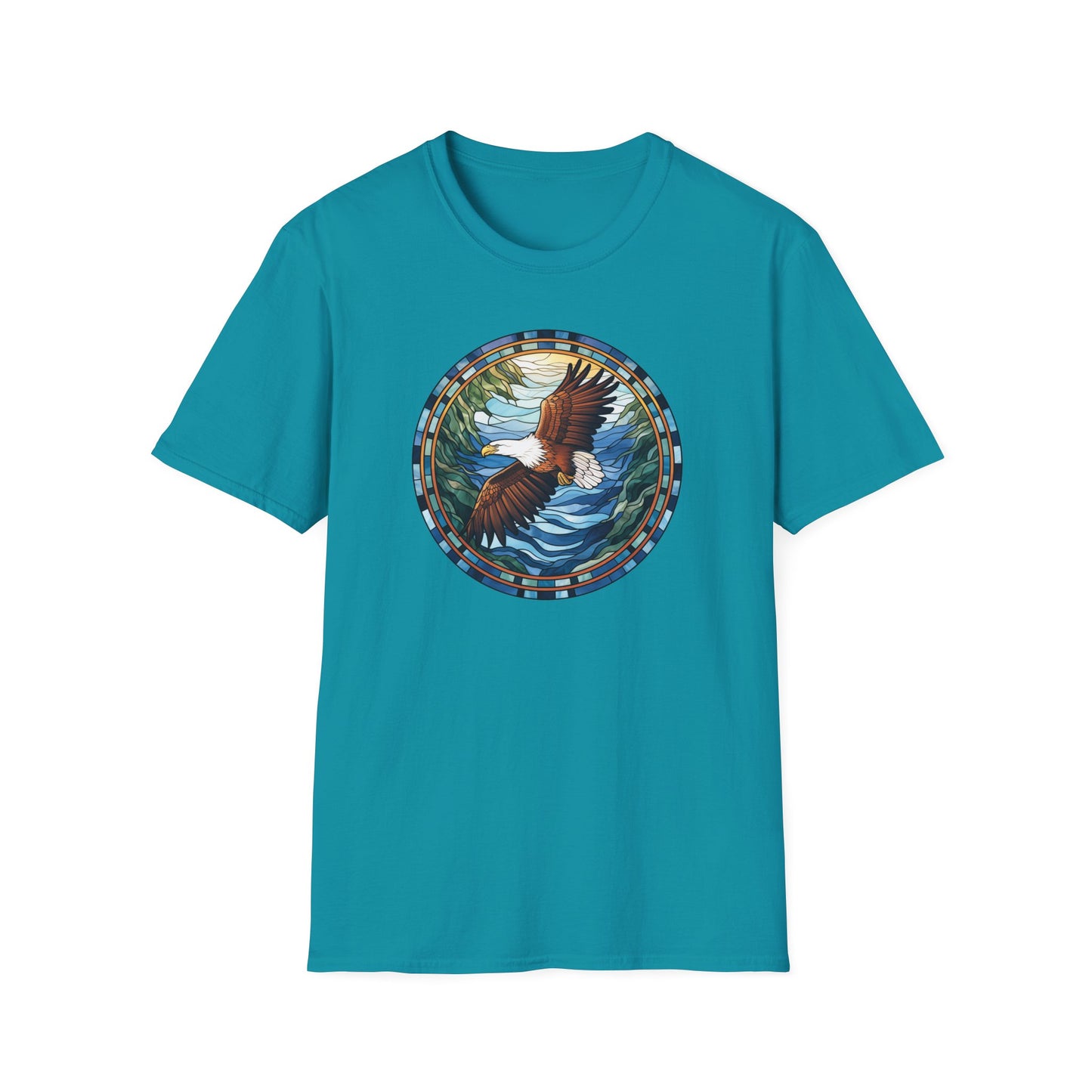 Eagle in Flight Unisex Softstyle T-Shirt - Nature-Inspired Graphic Tee for Outdoor Lovers