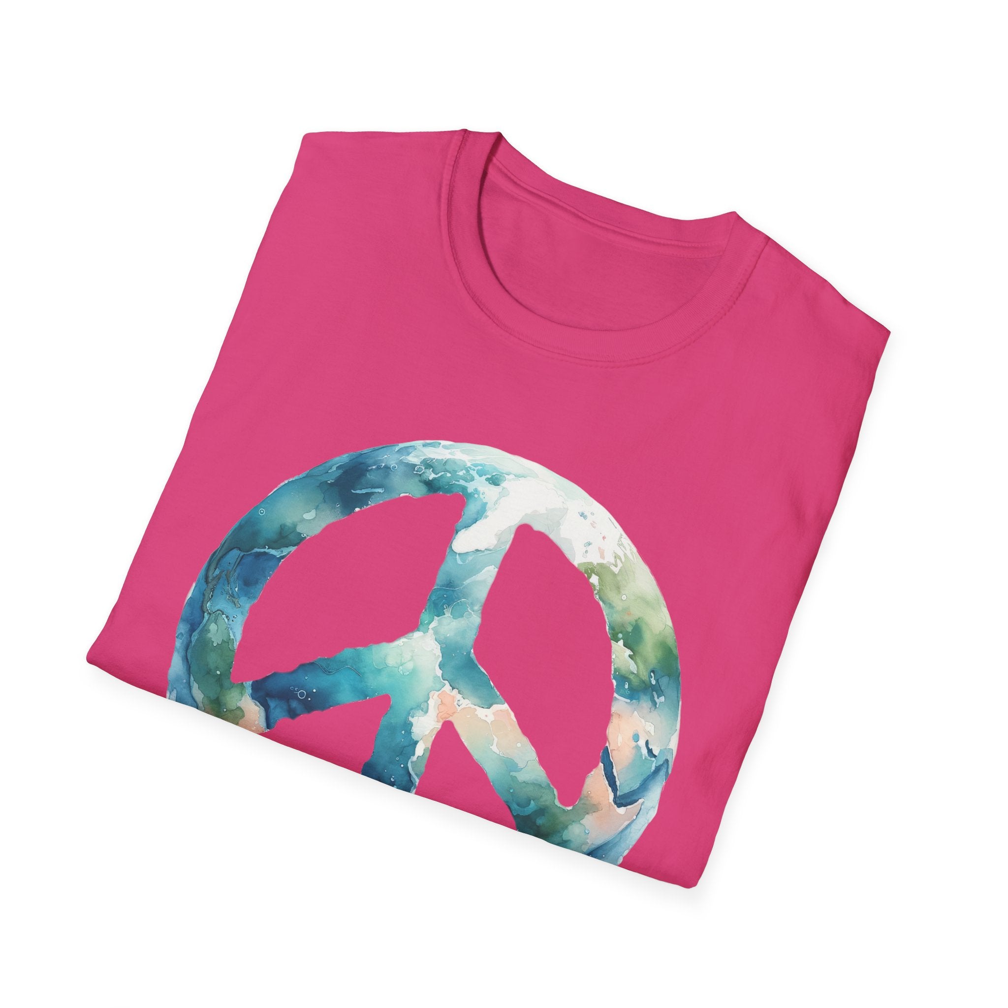 Earth Peace Sign Unisex T-Shirt - Watercolor Planet-Inspired
