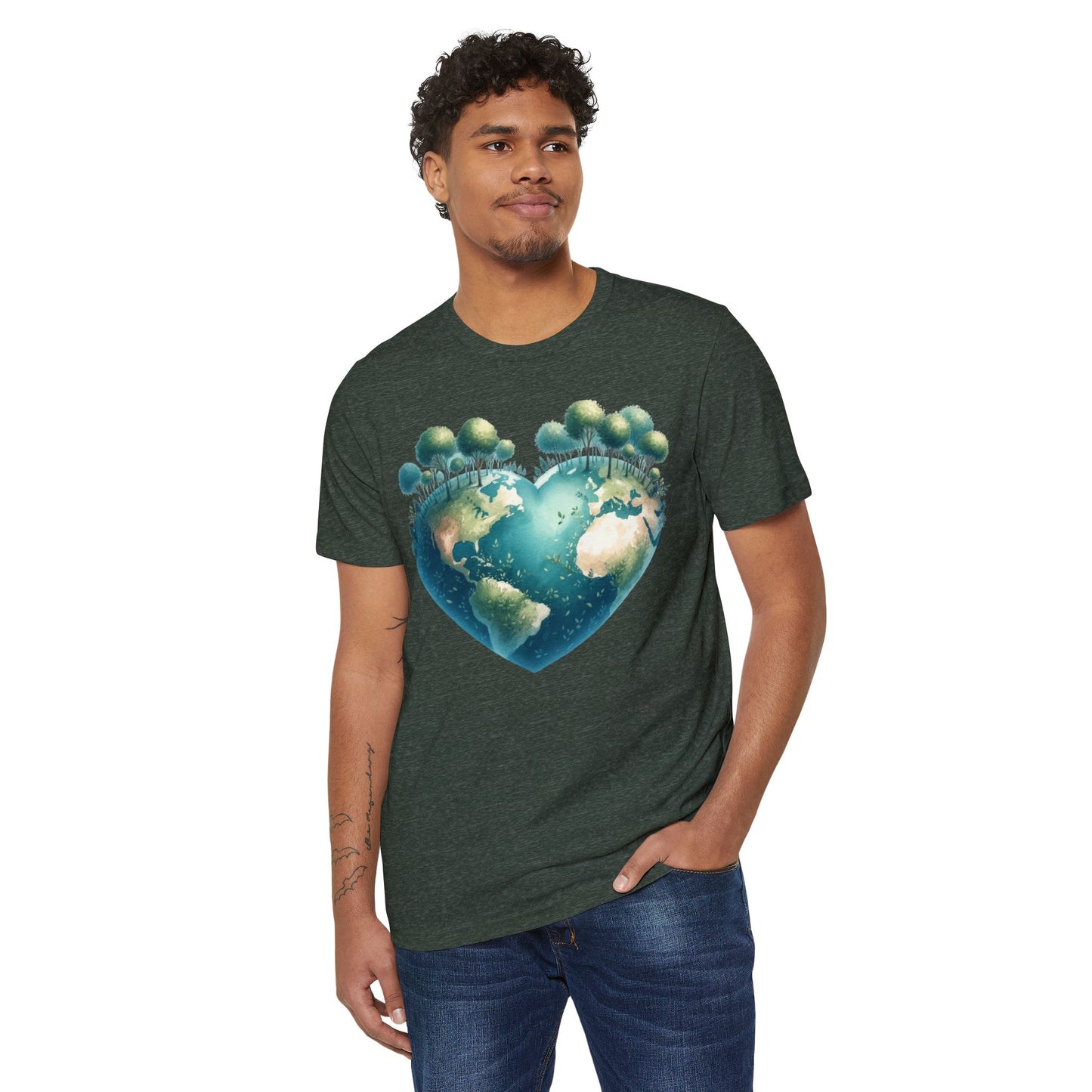 Eco-Friendly Heart Earth Unisex T-Shirt - Celebrate Nature & Sustainability