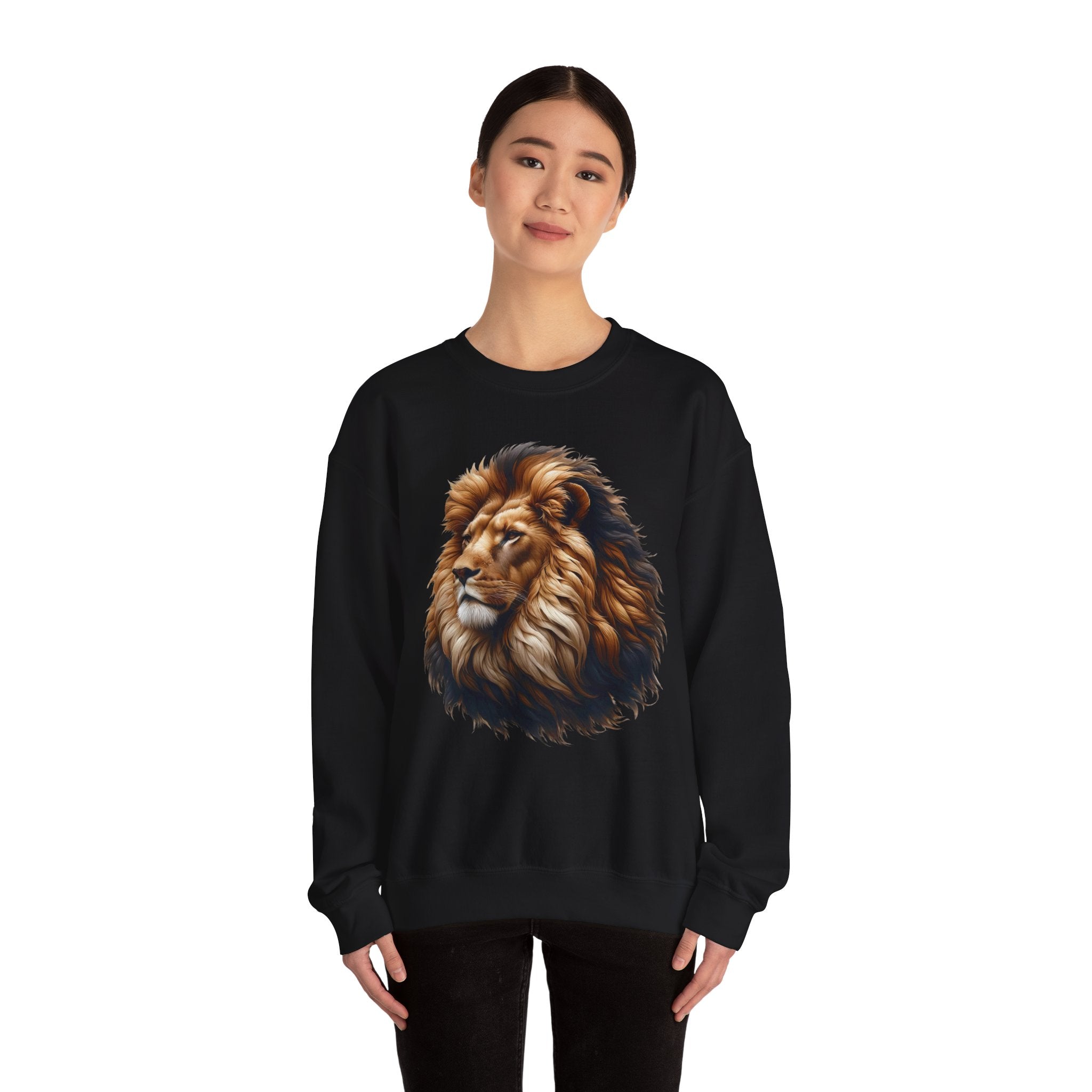 Lion Design Crewneck Sweatshirt - Relaxed Comfort for Animal Lovers
