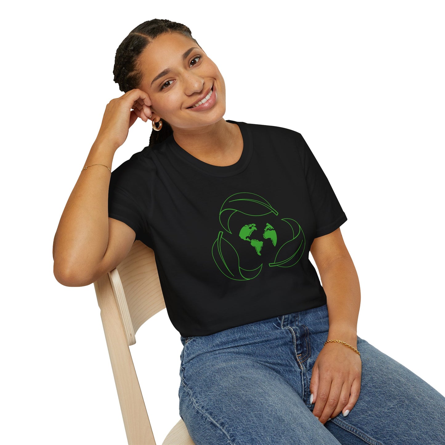 Eco-Friendly Unisex Softstyle T-Shirt with Earth & Leaf Design