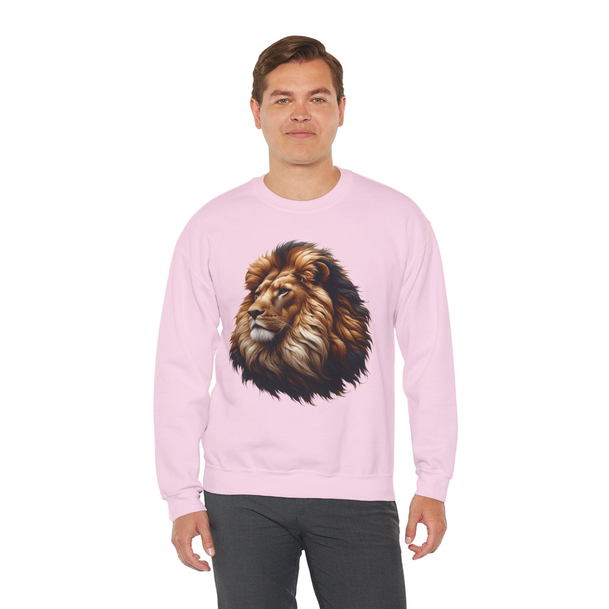 Lion Design Crewneck Sweatshirt - Relaxed Comfort for Animal Lovers