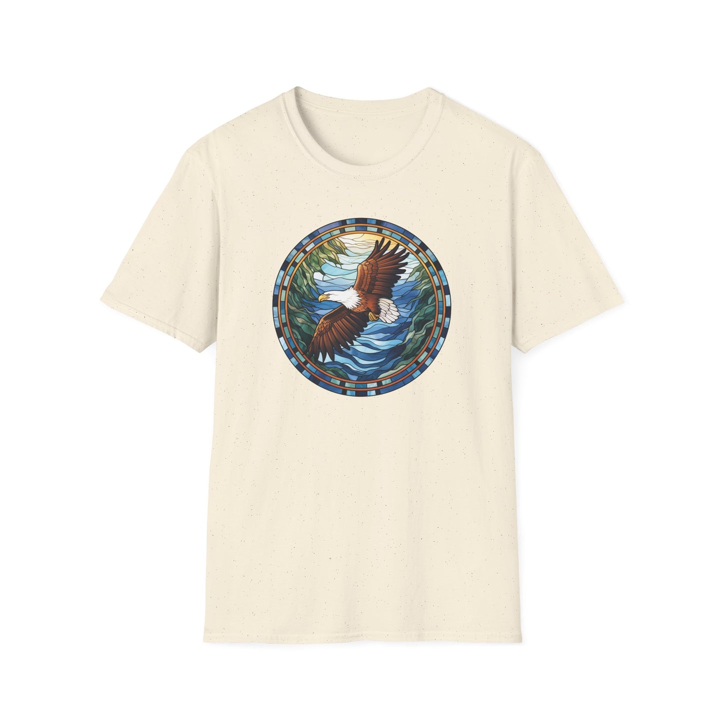 Eagle in Flight Unisex Softstyle T-Shirt - Nature-Inspired Graphic Tee for Outdoor Lovers