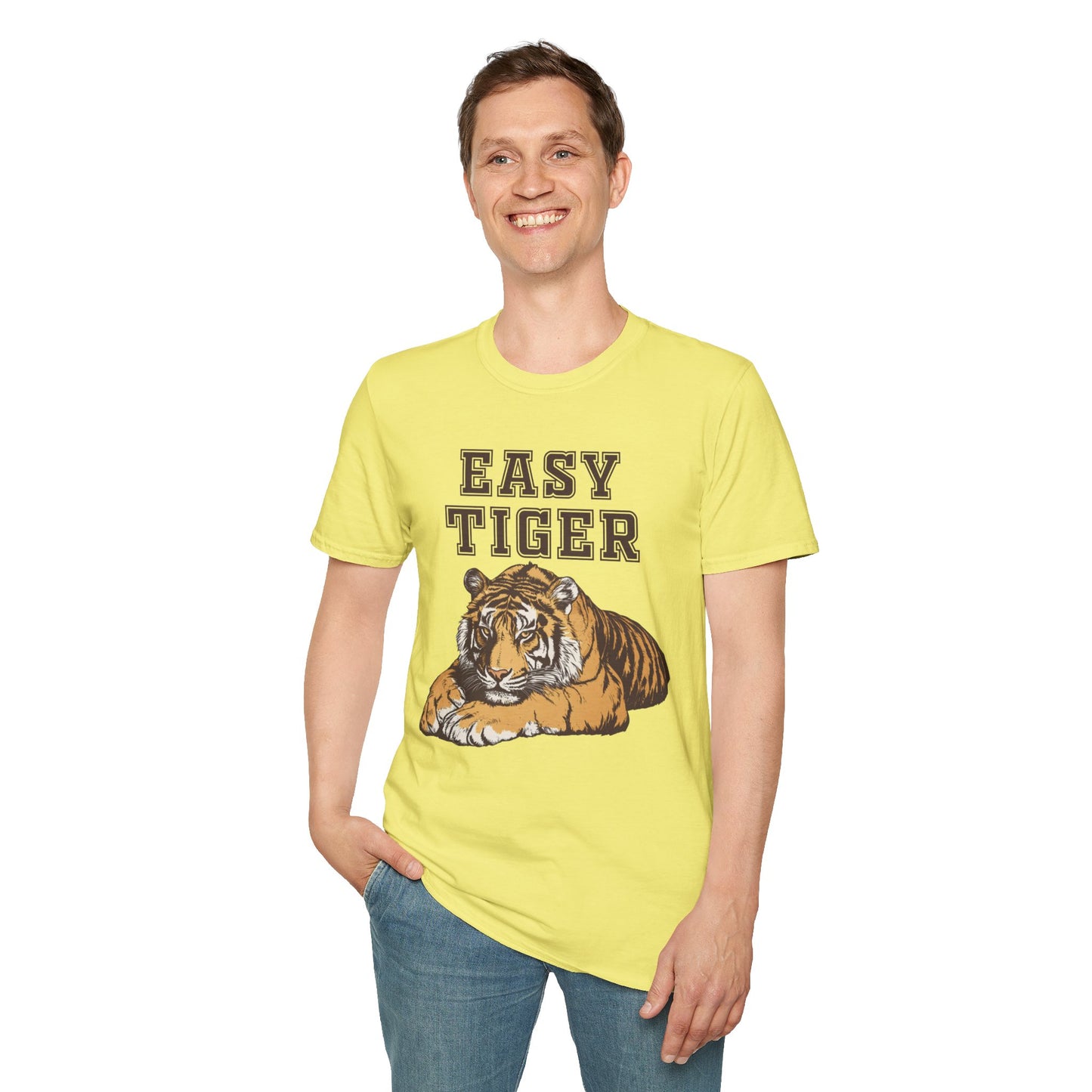 Easy Tiger Unisex Softstyle T-Shirt - Relaxed Graphic Tee for Animal Lovers