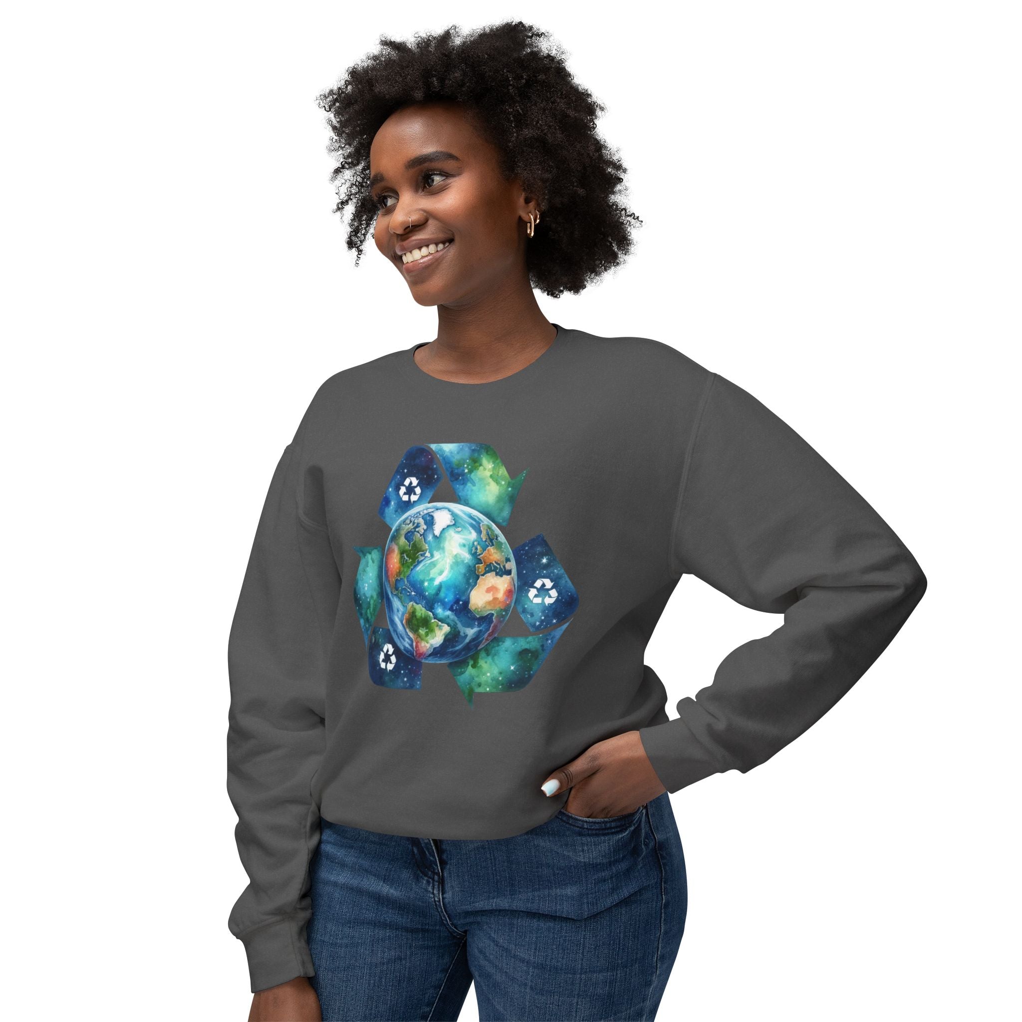 Eco-Friendly Earth Design Unisex Lightweight Crewneck Sweatshirt