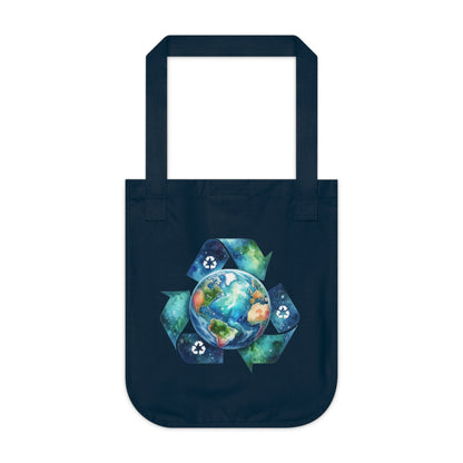 Eco-Friendly Organic Canvas Tote Bag - Recycle the Earth Design