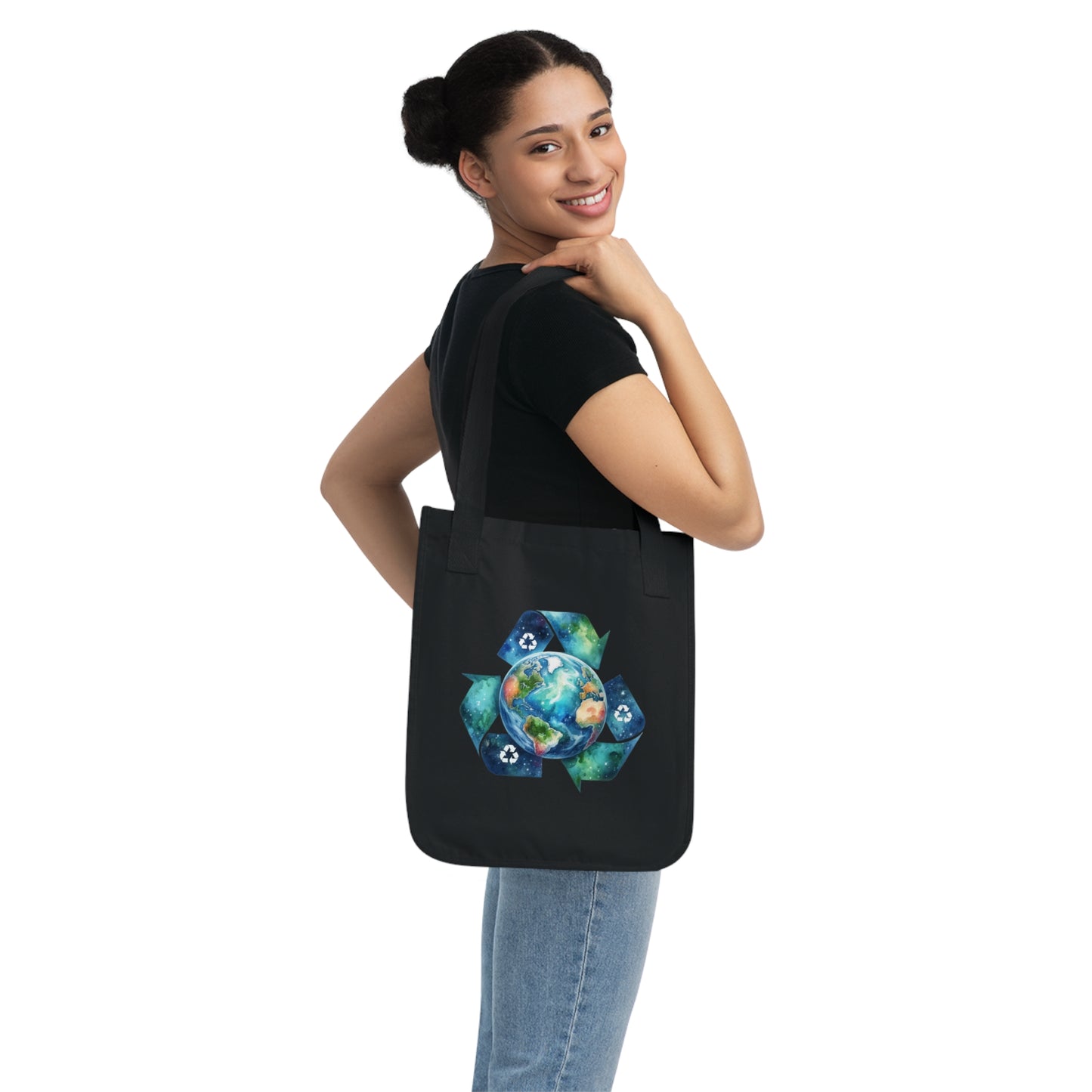 Eco-Friendly Organic Canvas Tote Bag - Recycle the Earth Design