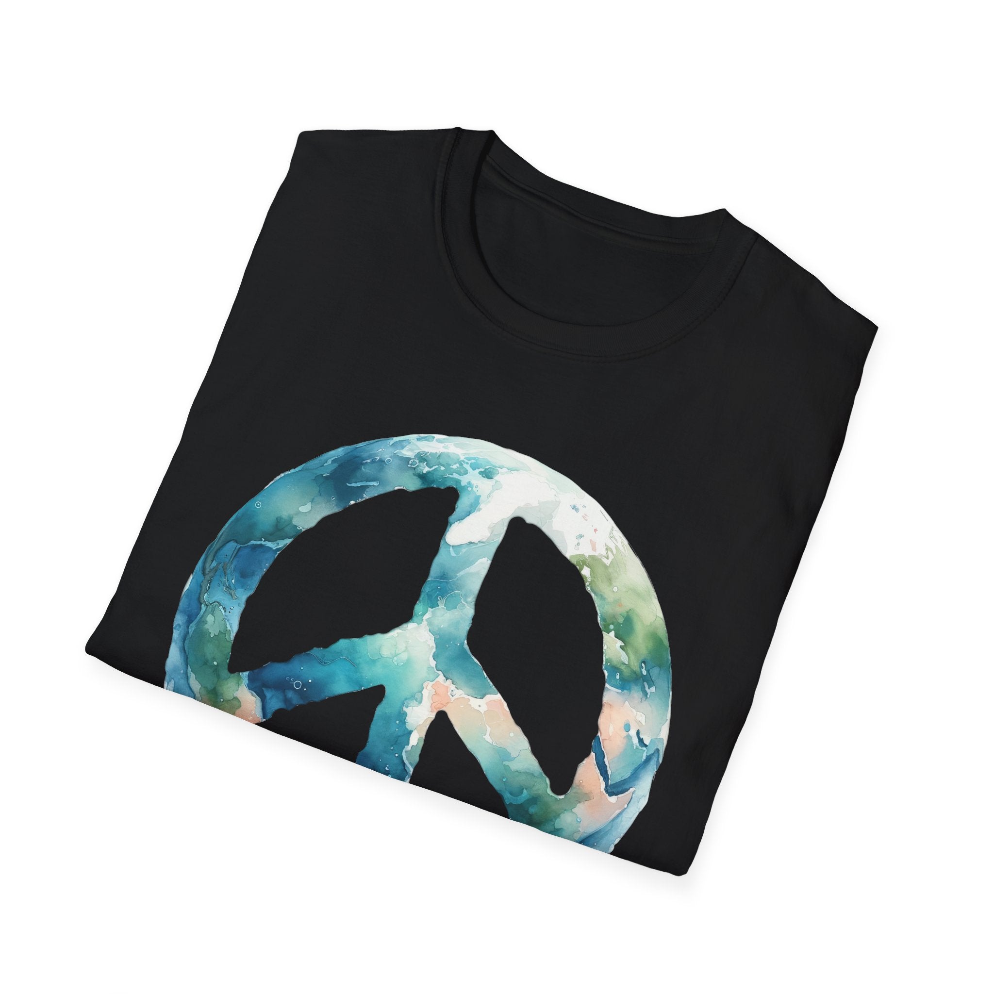 Earth Peace Sign Unisex T-Shirt - Watercolor Planet-Inspired