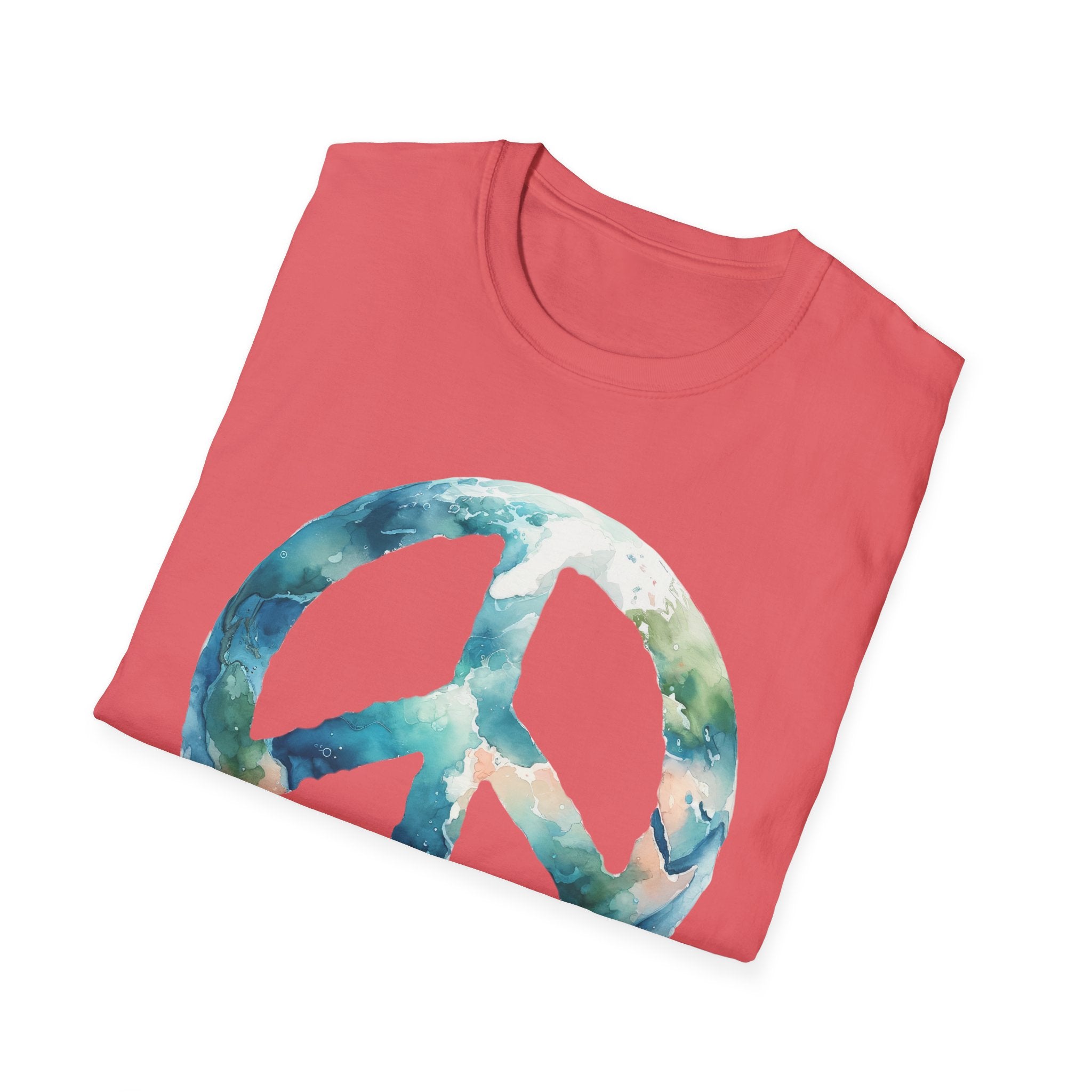 Earth Peace Sign Unisex T-Shirt - Watercolor Planet-Inspired