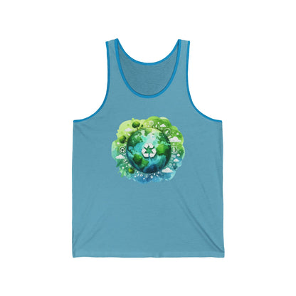 Eco-Friendly Unisex Jersey Tank Top - Sustainable Planet Design