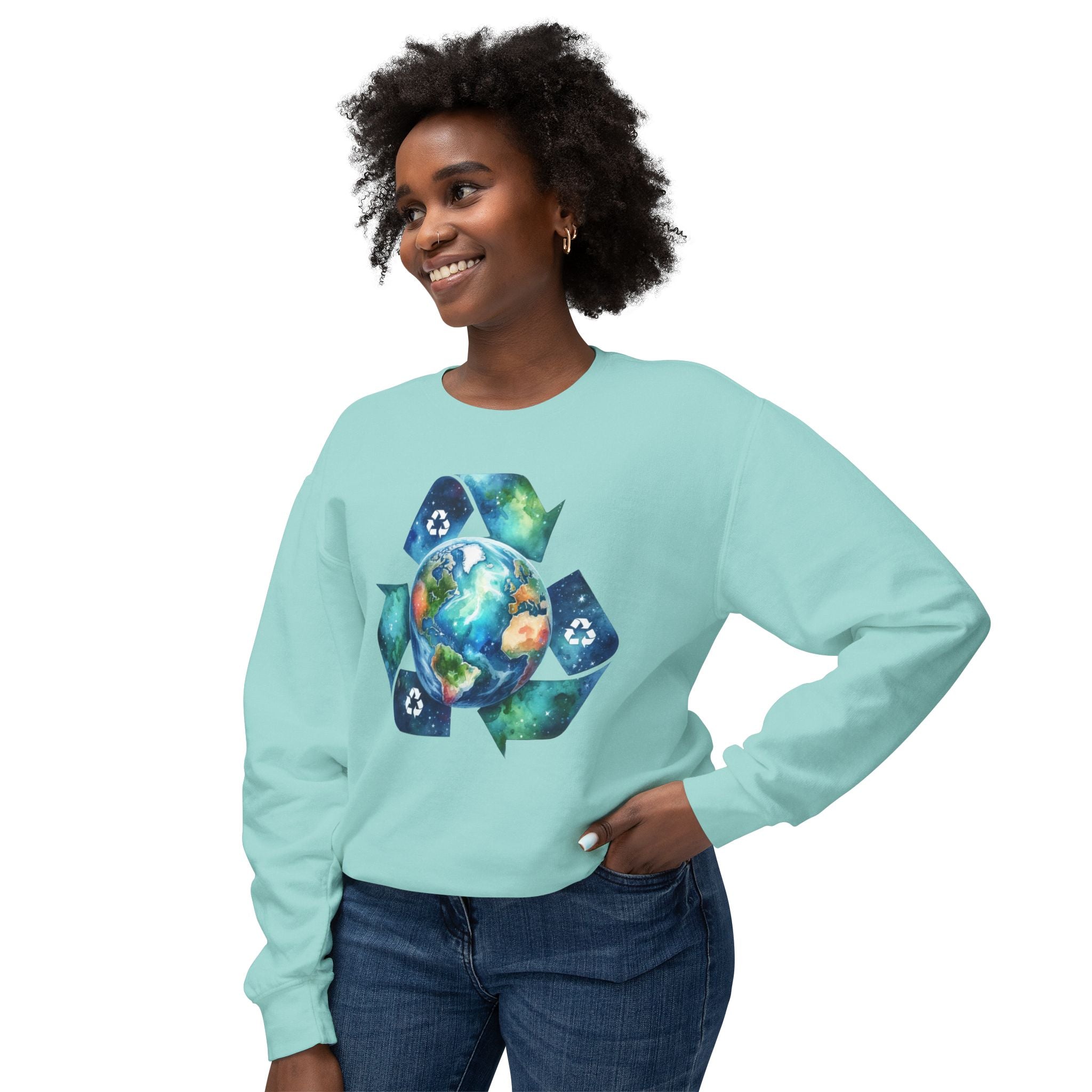 Eco-Friendly Earth Design Unisex Lightweight Crewneck Sweatshirt
