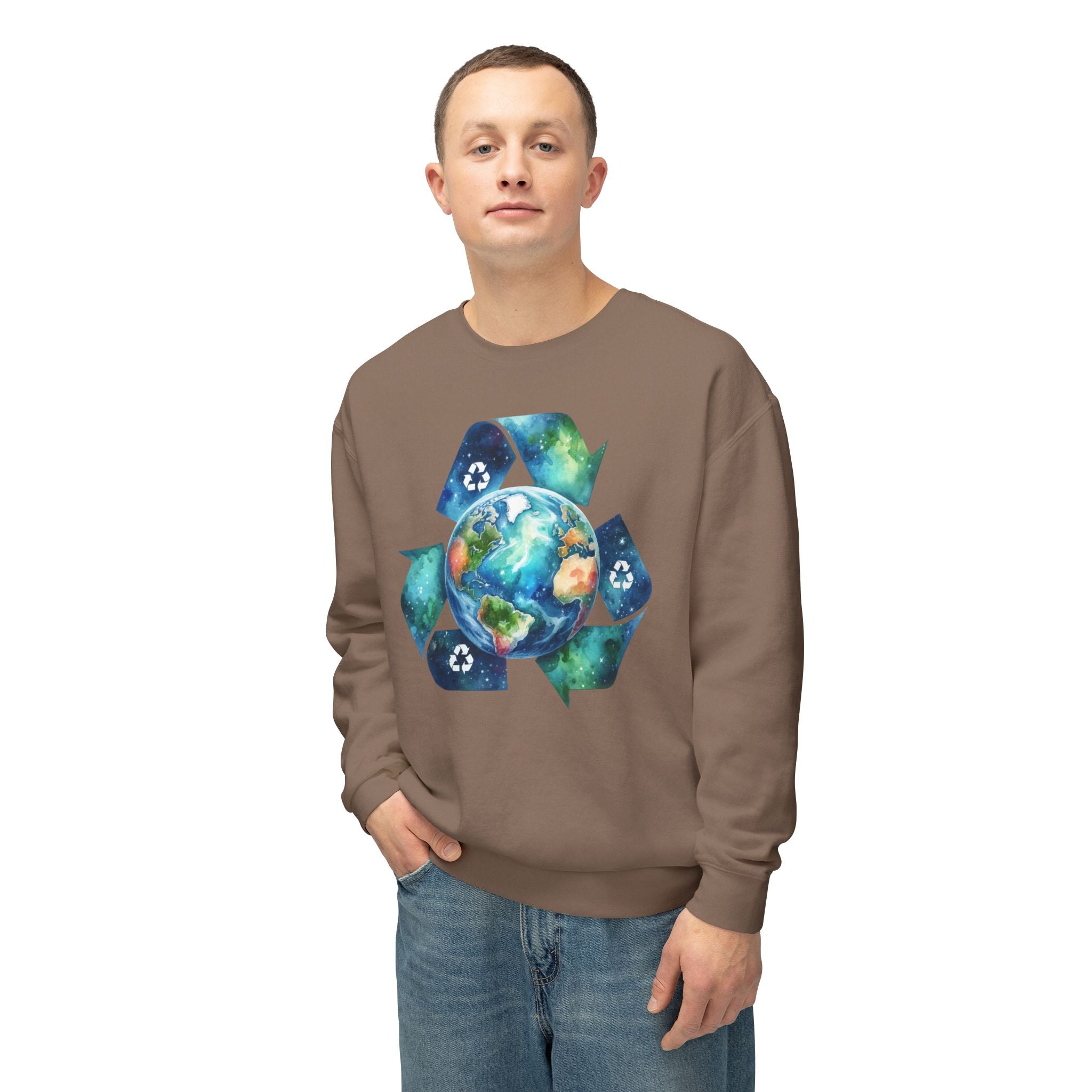 Eco-Friendly Earth Design Unisex Lightweight Crewneck Sweatshirt