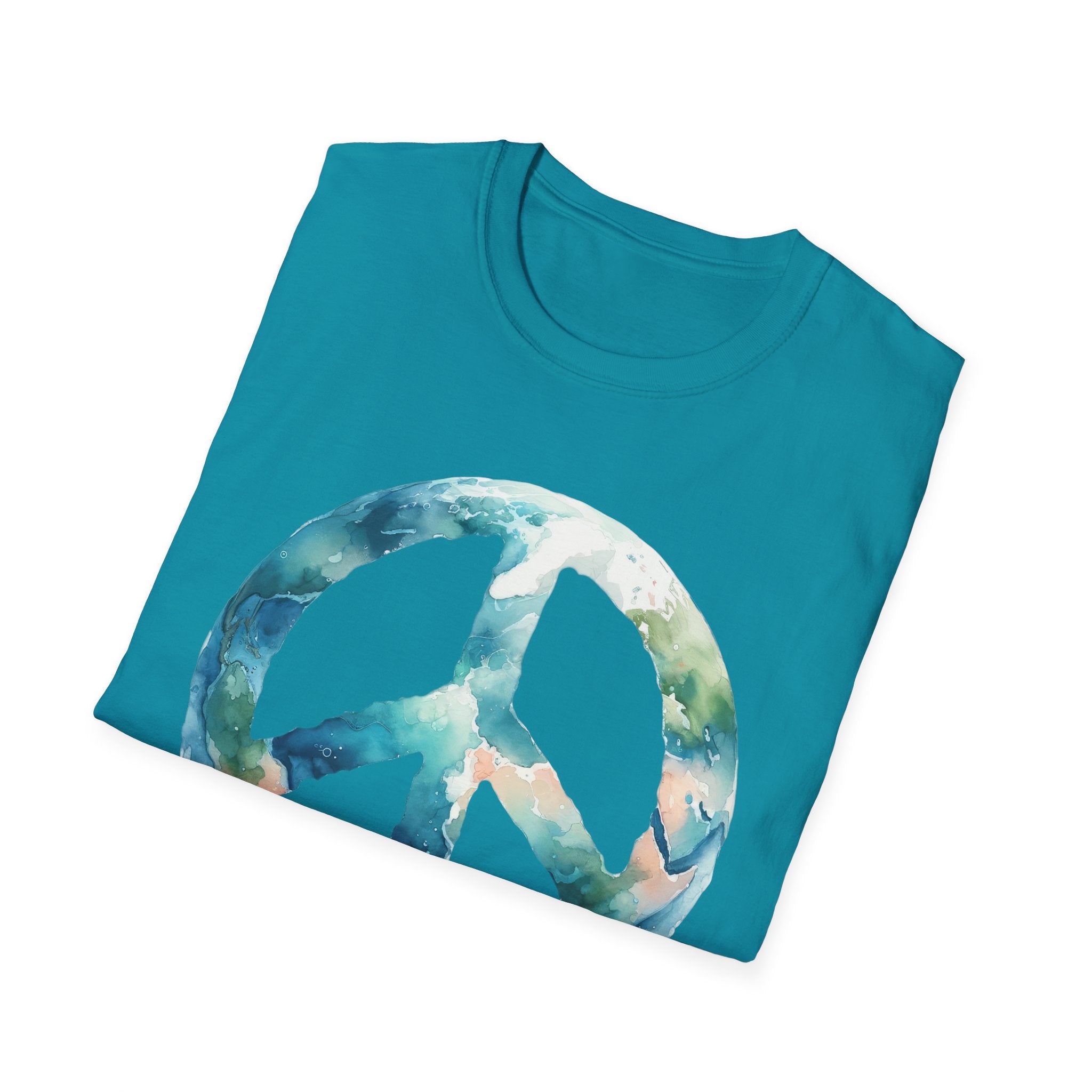 Earth Peace Sign Unisex T-Shirt - Watercolor Planet-Inspired