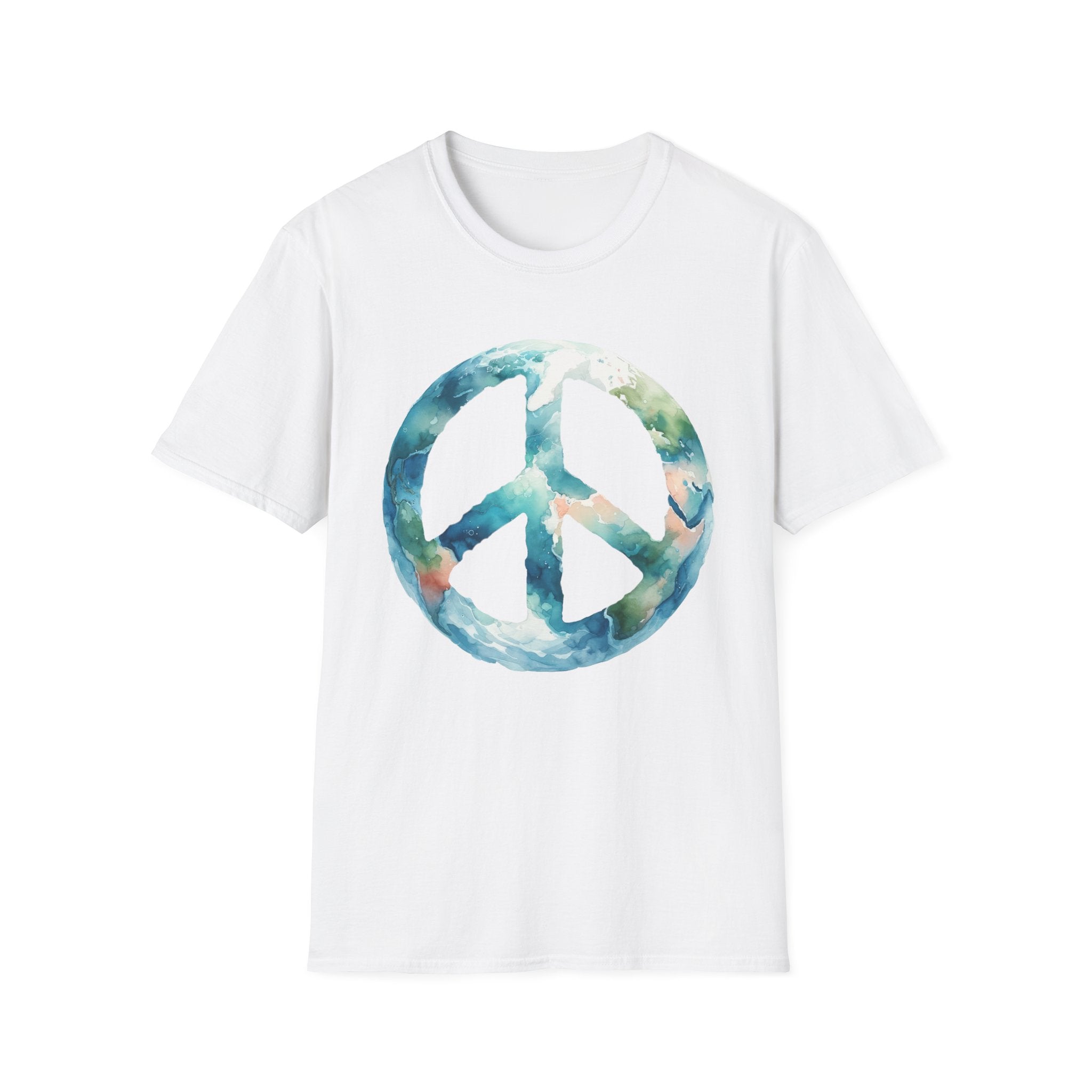 Earth Peace Sign Unisex T-Shirt - Watercolor Planet-Inspired