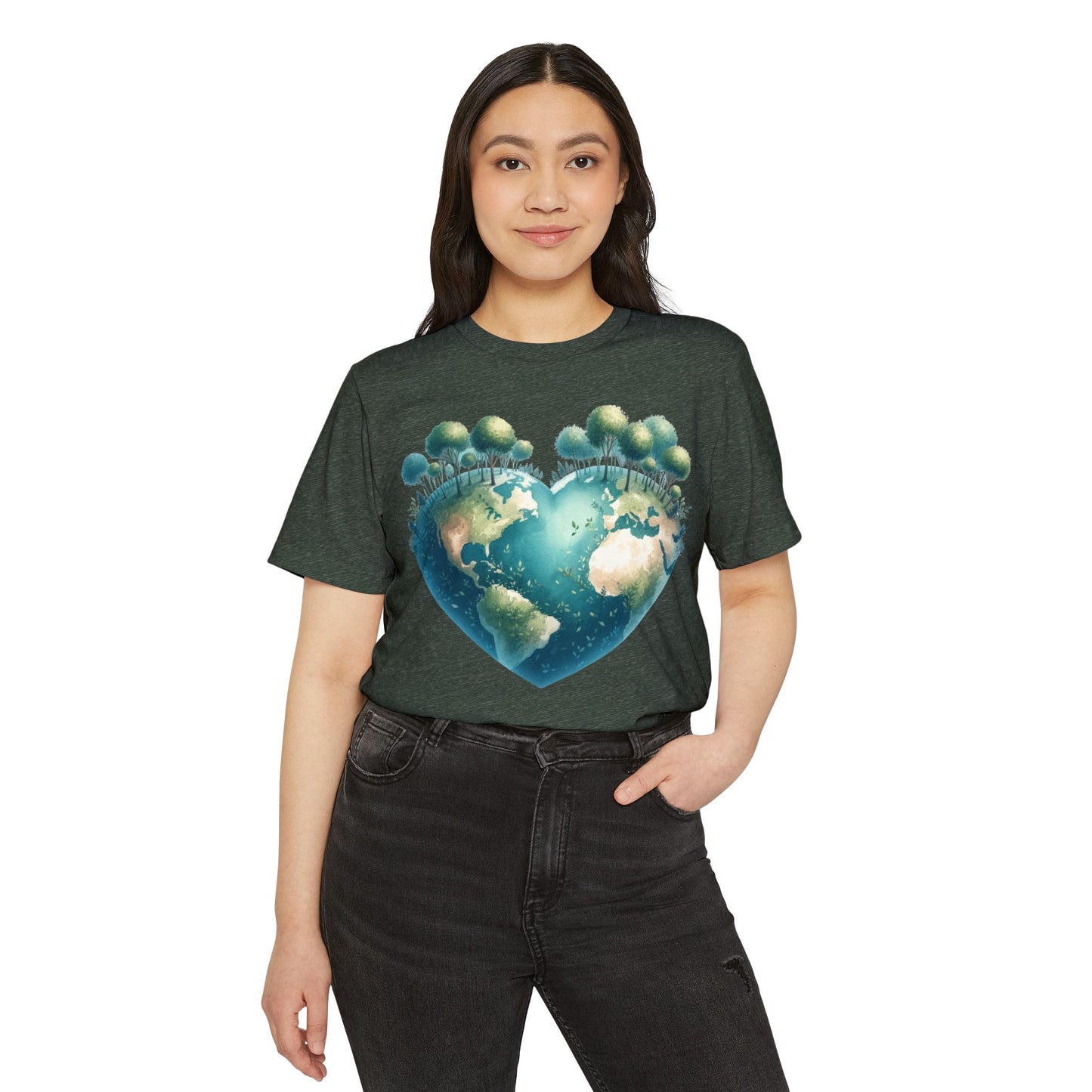 Eco-Friendly Heart Earth Unisex T-Shirt - Celebrate Nature & Sustainability