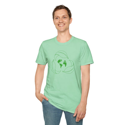 Eco-Friendly Unisex Softstyle T-Shirt with Earth & Leaf Design