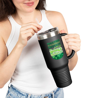 Eco-Friendly Insulated Travel Mug 40oz - World Wildlife Day Design