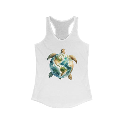 Eco-Friendly Turtle Graphic Women's Racerback Tank Top