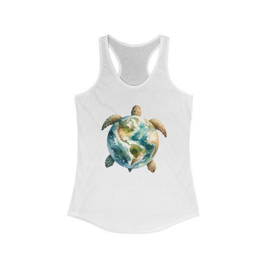 Eco-Friendly Turtle Graphic Women's Racerback Tank Top
