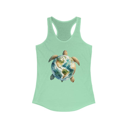 Eco-Friendly Turtle Graphic Women's Racerback Tank Top