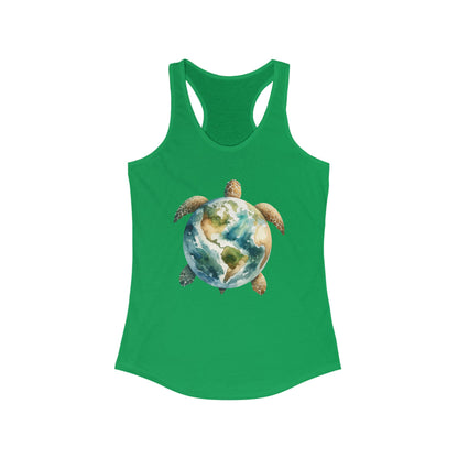 Eco-Friendly Turtle Graphic Women's Racerback Tank Top