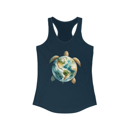 Eco-Friendly Turtle Graphic Women's Racerback Tank Top