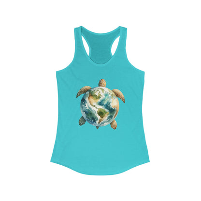 Eco-Friendly Turtle Graphic Women's Racerback Tank Top