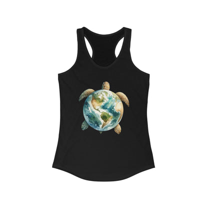 Eco-Friendly Turtle Graphic Women's Racerback Tank Top