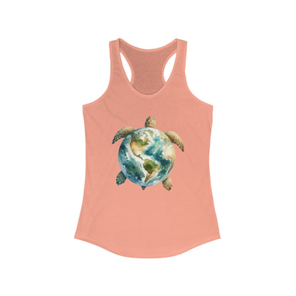 Eco-Friendly Turtle Graphic Women's Racerback Tank Top