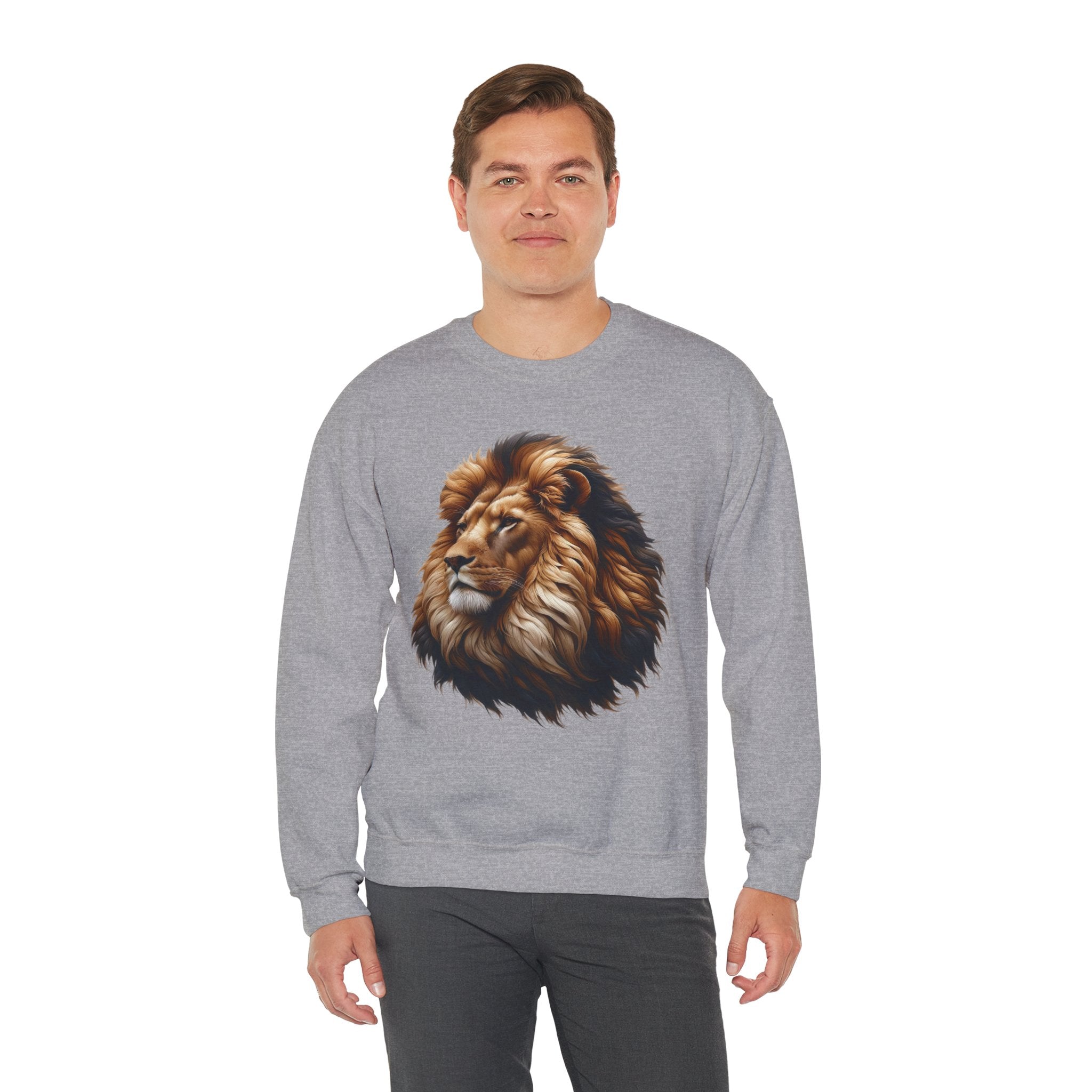 Lion Design Crewneck Sweatshirt - Relaxed Comfort for Animal Lovers