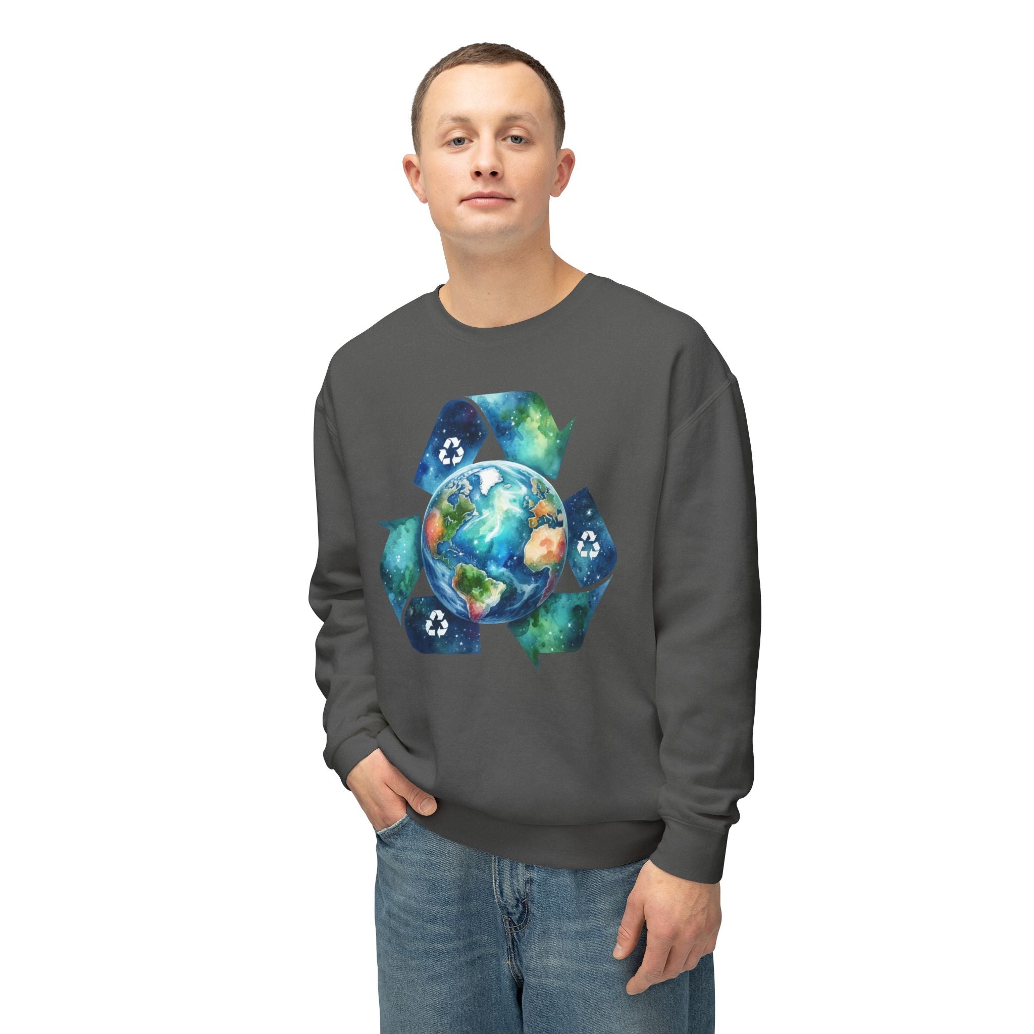 Eco-Friendly Earth Design Unisex Lightweight Crewneck Sweatshirt