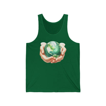 Unisex Jersey Tank with Earth Graphic - Eco-Friendly Apparel for Nature Lovers