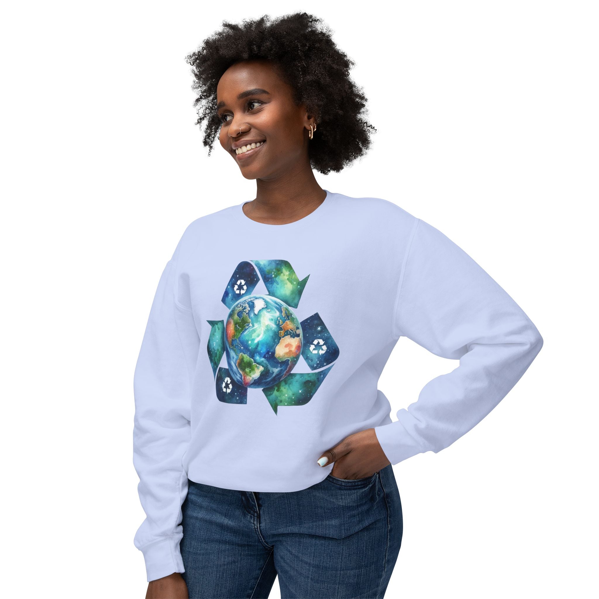 Eco-Friendly Earth Design Unisex Lightweight Crewneck Sweatshirt