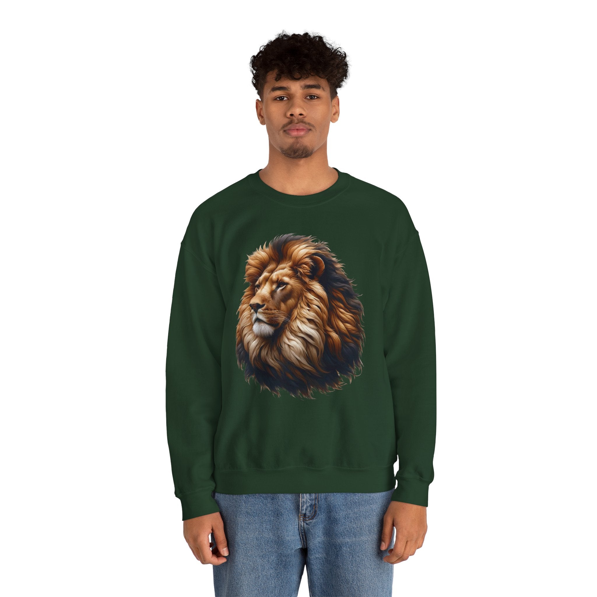Lion Design Crewneck Sweatshirt - Relaxed Comfort for Animal Lovers