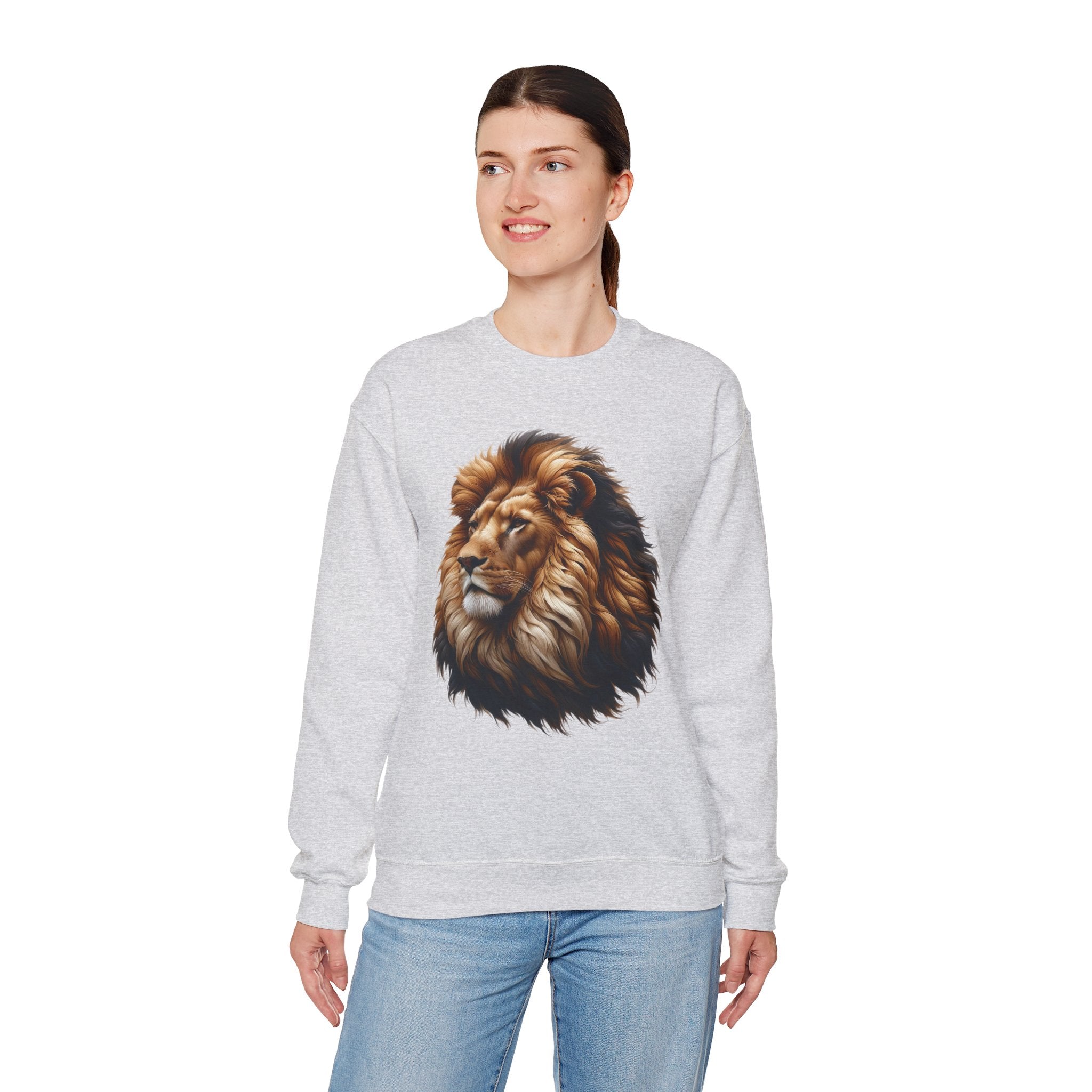 Lion Design Crewneck Sweatshirt - Relaxed Comfort for Animal Lovers