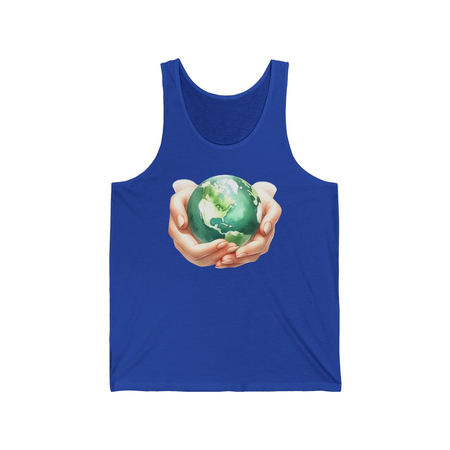 Unisex Jersey Tank with Earth Graphic - Eco-Friendly Apparel for Nature Lovers