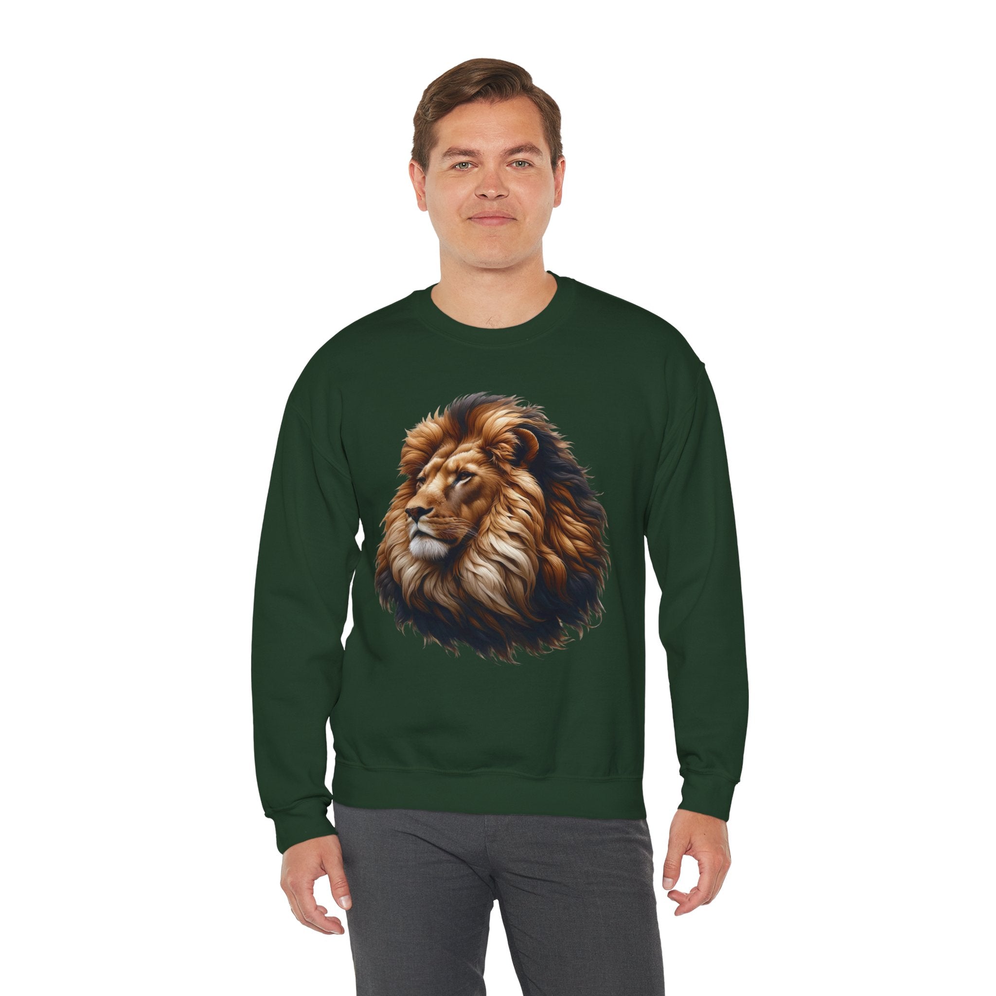 Lion Design Crewneck Sweatshirt - Relaxed Comfort for Animal Lovers