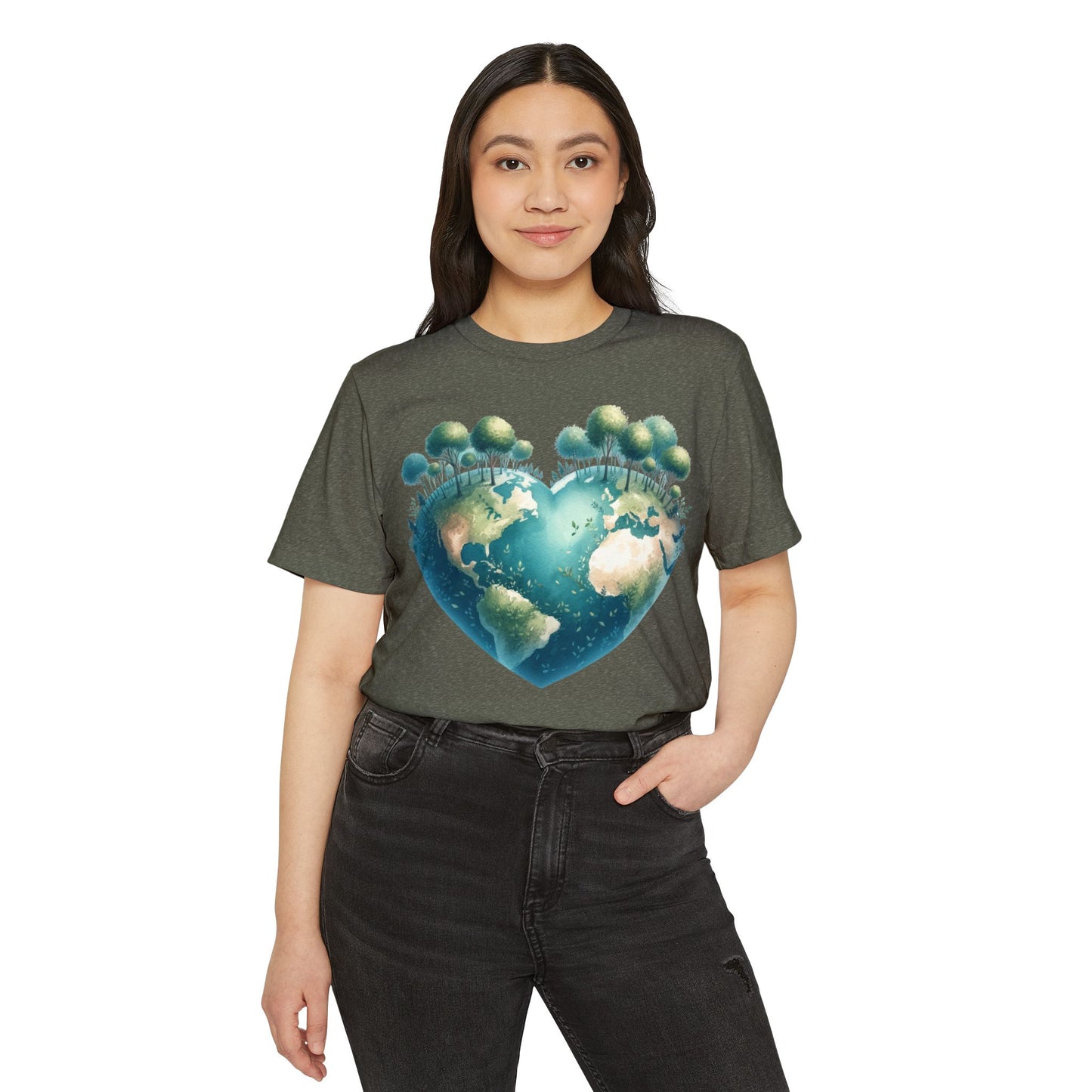 Eco-Friendly Heart Earth Unisex T-Shirt - Celebrate Nature & Sustainability