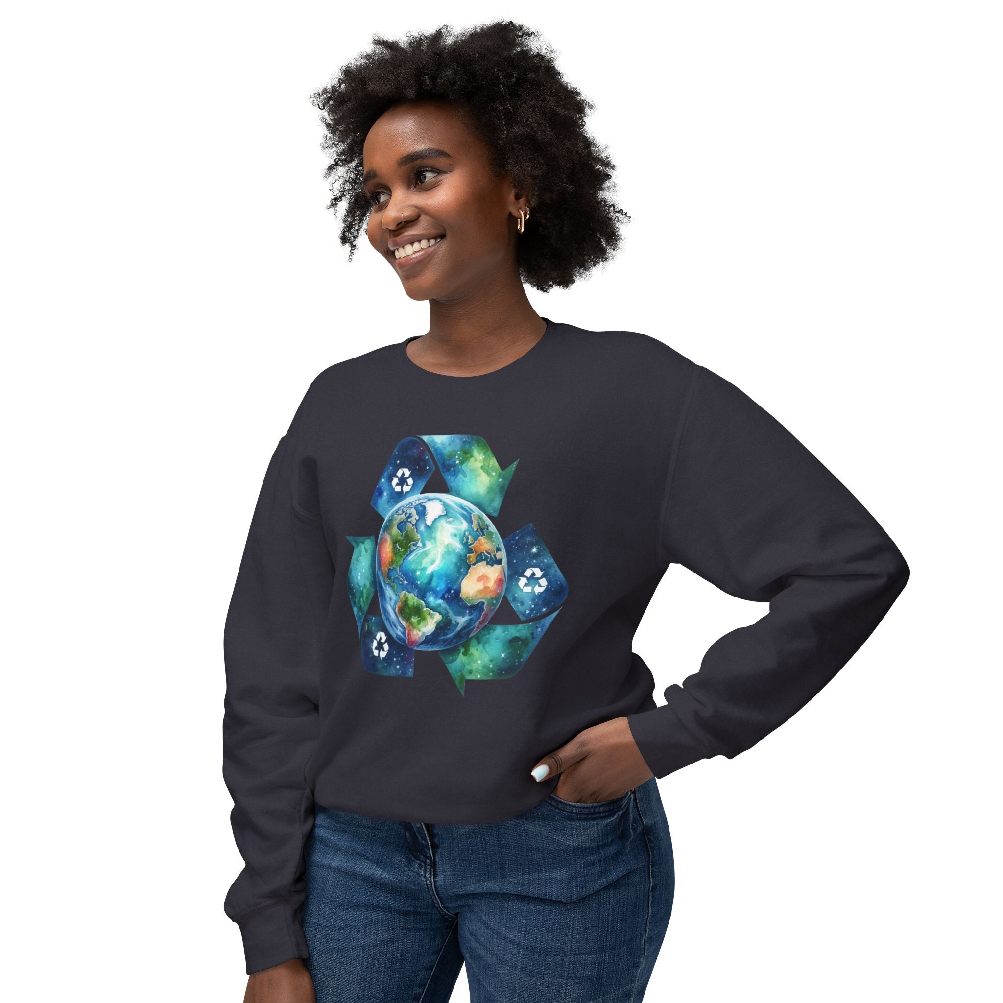 Eco-Friendly Earth Design Unisex Lightweight Crewneck Sweatshirt