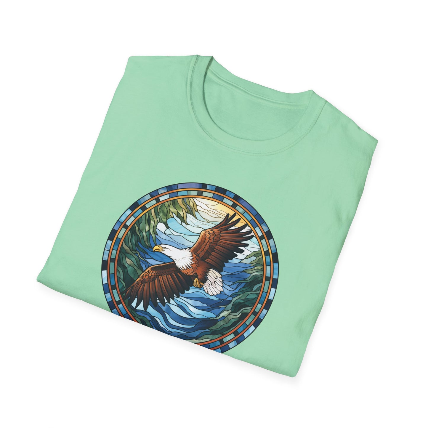 Eagle in Flight Unisex Softstyle T-Shirt - Nature-Inspired Graphic Tee for Outdoor Lovers