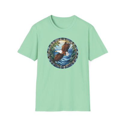 Eagle in Flight Unisex Softstyle T-Shirt - Nature-Inspired Graphic Tee for Outdoor Lovers