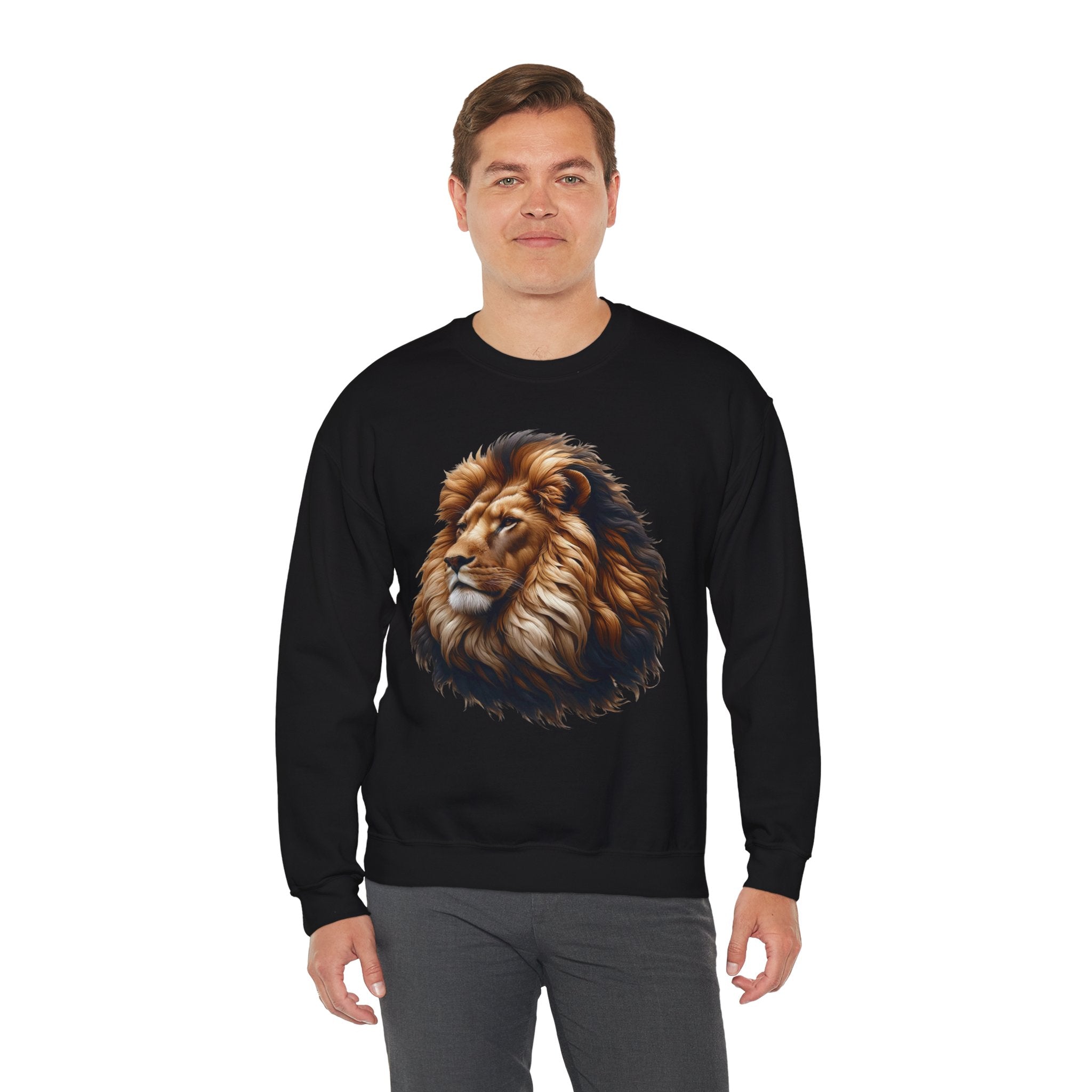 Lion Design Crewneck Sweatshirt - Relaxed Comfort for Animal Lovers