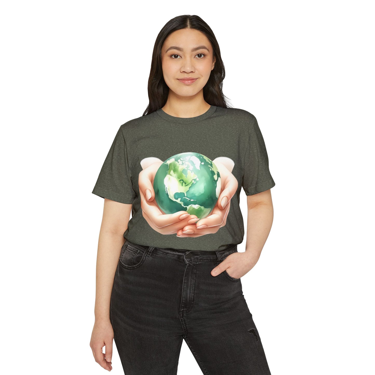 Eco Hands Holding Earth | Organic Earth Day T-Shirt